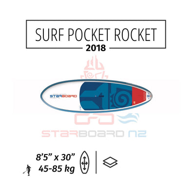 STARBOARD 2018 8'5" X 30" POCKET ROCKET CARBON BALSA - AS NEW EX DEM0